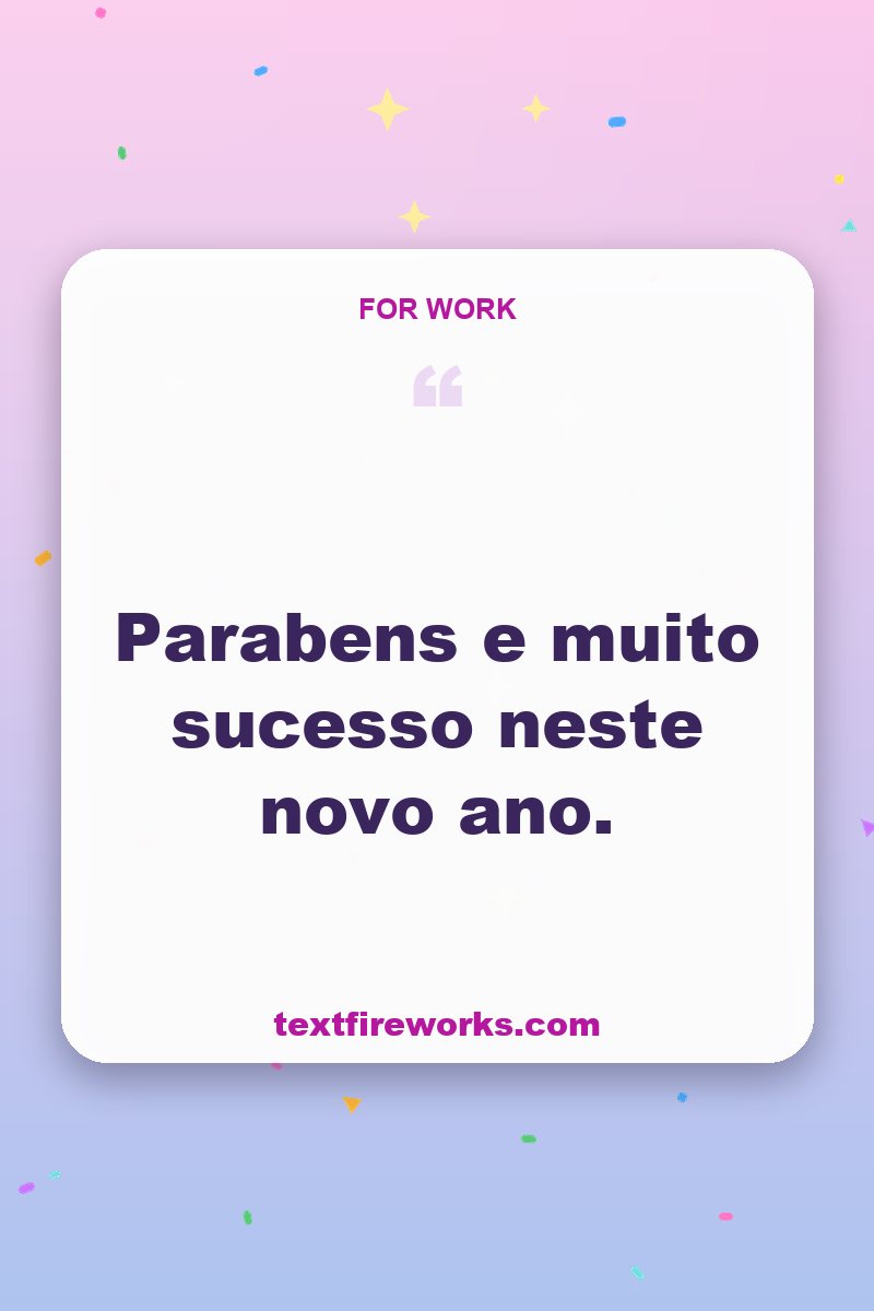 Parabens e muito sucesso neste novo ano.