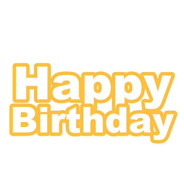 Free happy birthday text gold clipart PNG with transparent background