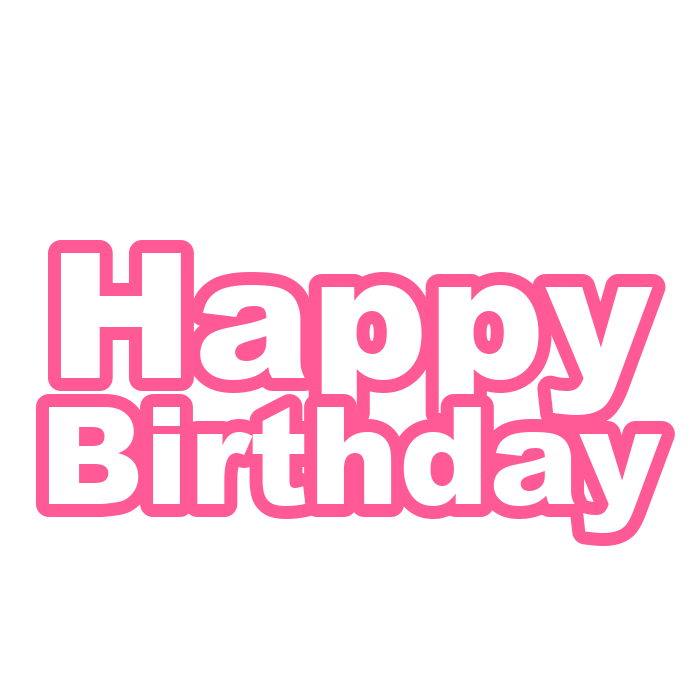 Free happy birthday text pink clipart PNG with transparent background