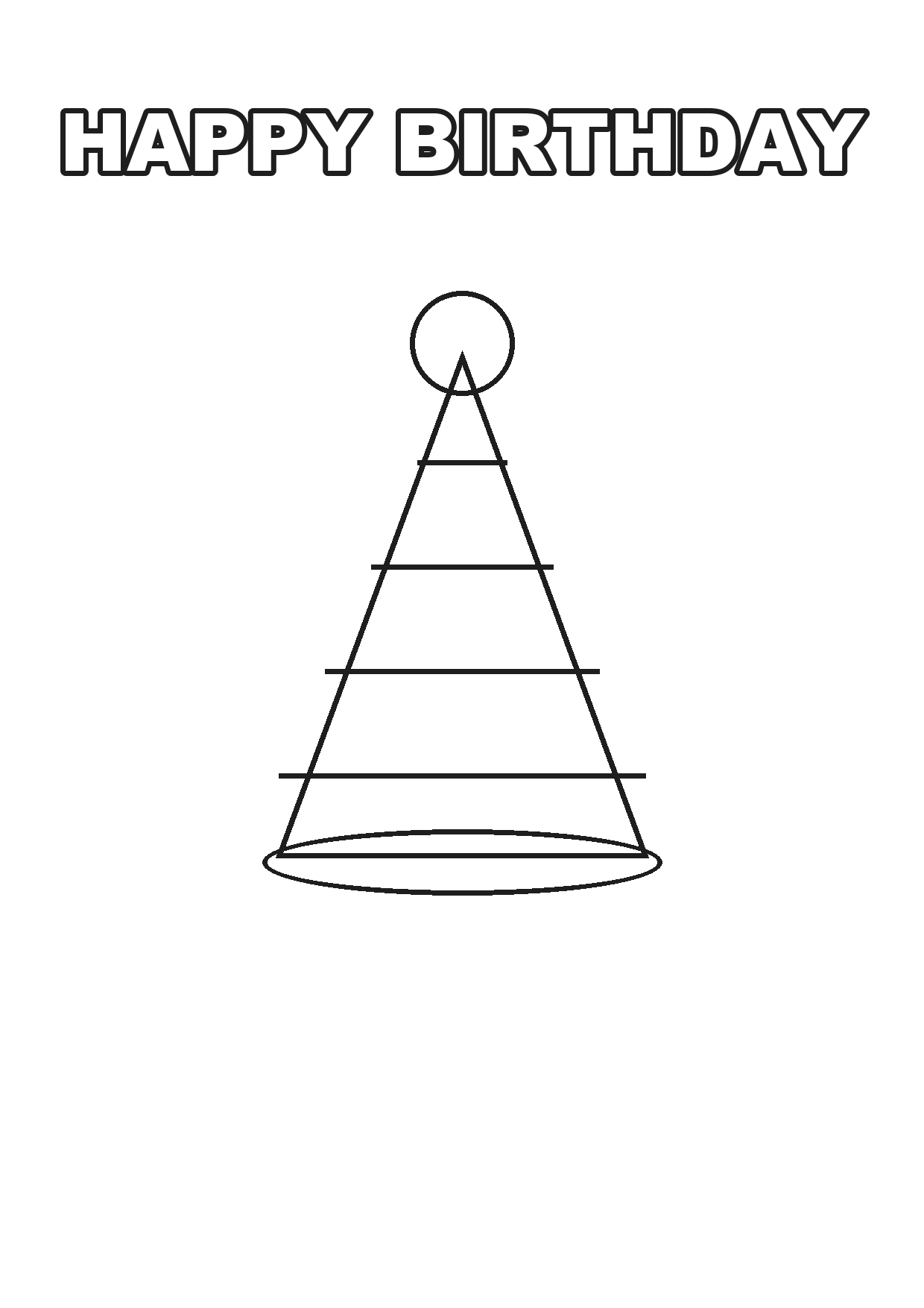 Printable happy birthday hat coloring page